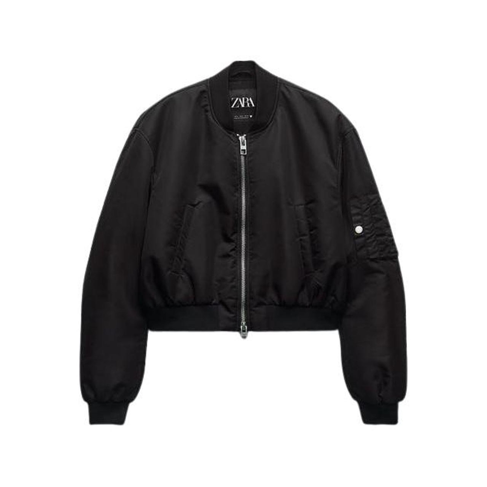 Zara Women's Classic Black Bomber Jacket